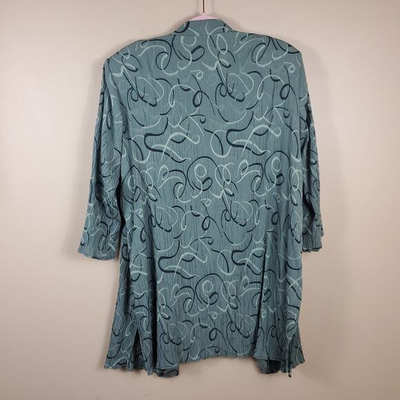 Dress Barn Green Print Button-Up Layered Blouse Size 22/24 - Picture 7 of 10